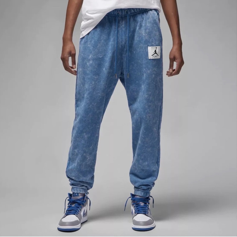 Nike Jordan Essential Statement Washed Fleece Pants Blue Sz Small Standard Fit